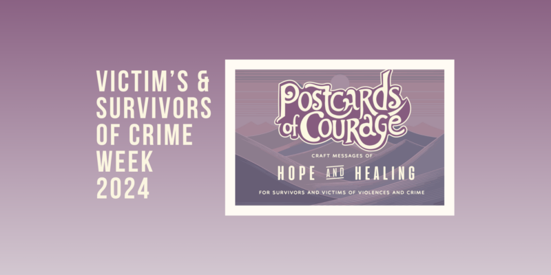 Text image to describe the theme of the blog, which is "Postcards of Courage │ Victims and Survivors of Crime Week 2024"